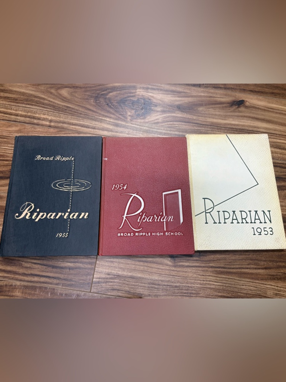 Lot of 3 Broad Ripple High school, Indianapolis, yearbooks, 1953, 1954, 1955